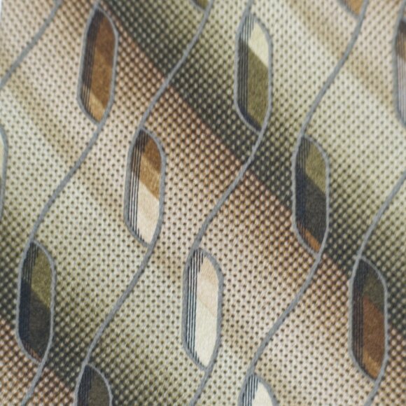 Screenplay By Martin‎ Wong Geometric Print Green Brown Wide Silk Tie - Picture 2 of 7
